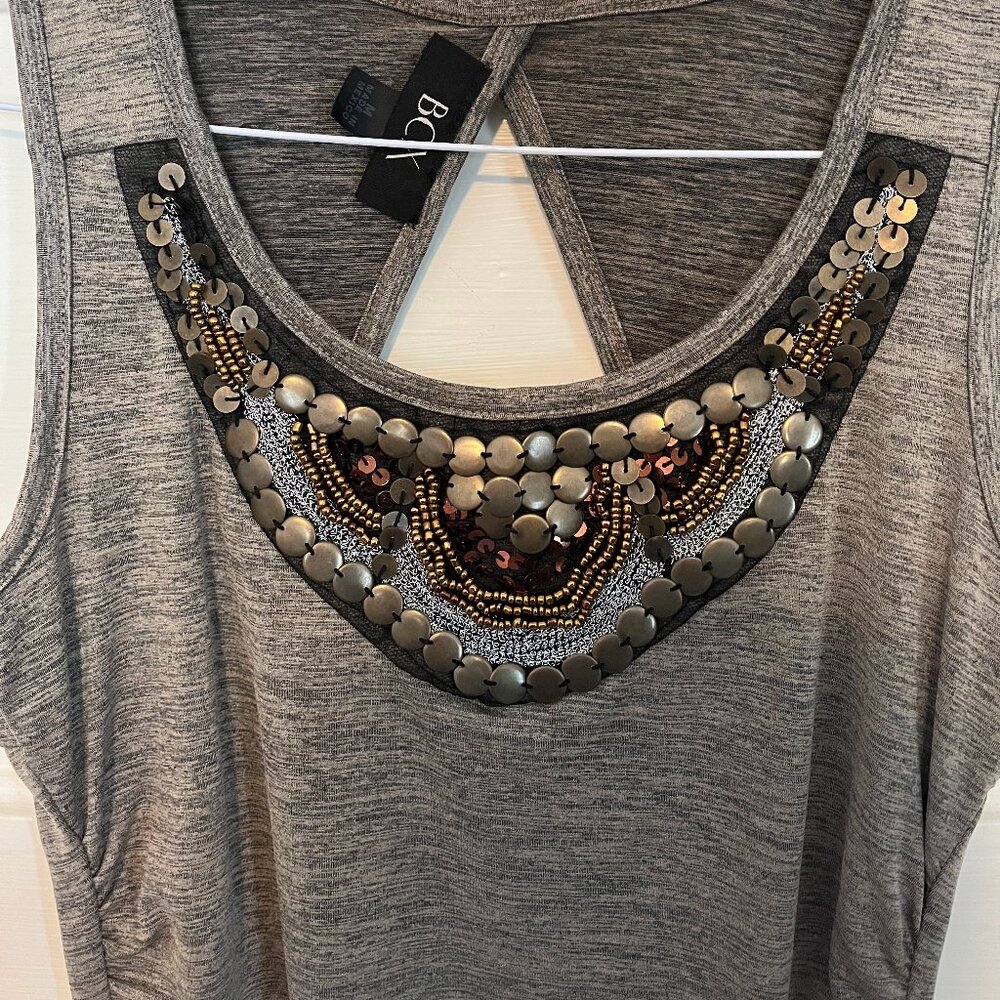 BCX Embellished Neck Tank Top size M